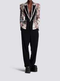 Linen panelled jacket - Pastel Multicolour & Black