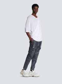 T-shirt en coton double épaisseur à draps long - Blanc