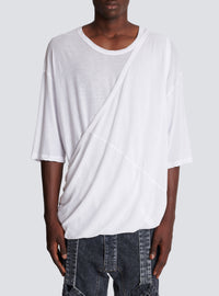 T-shirt en coton double épaisseur à draps long - Blanc