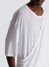 T-shirt en coton double épaisseur à draps long - Blanc