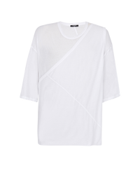 T-shirt en coton double épaisseur à draps long - Blanc