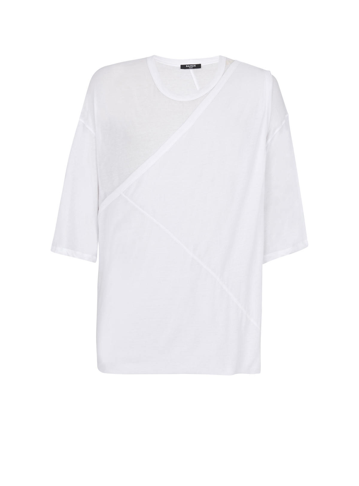 T-shirt en coton double épaisseur à draps long - Blanc