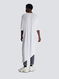 T-shirt en coton double épaisseur à draps long - Blanc