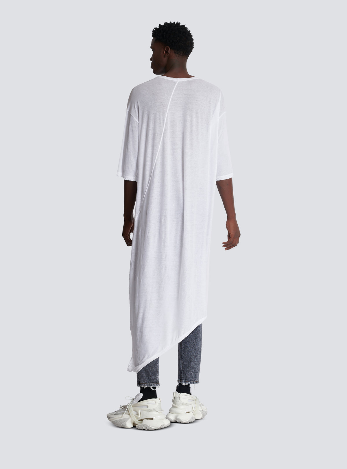 T-shirt en coton double épaisseur à draps long - Blanc