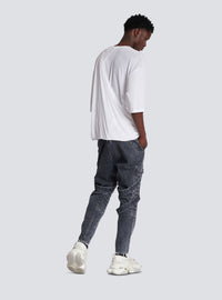 T-shirt en coton double épaisseur à draps long - Blanc