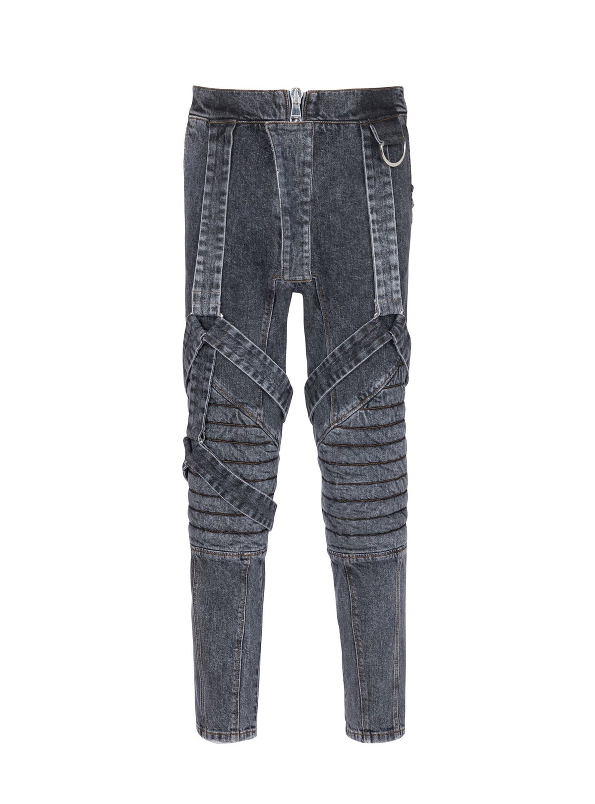 Jean à straps coupe slim - Noir Délavé
