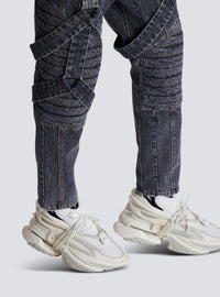 Jean à straps coupe slim - Noir Délavé