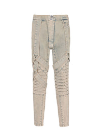 Pantalon en denim à bretelles multiples - Bleu Jean Sablé