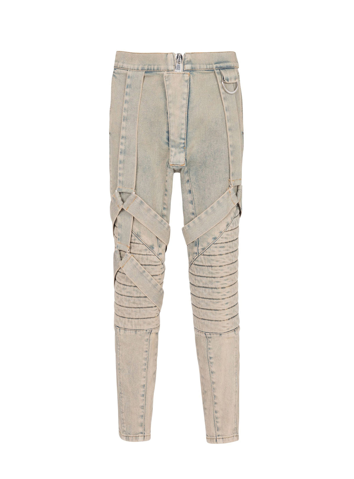 Pantalon en denim à bretelles multiples - Bleu Jean Sablé