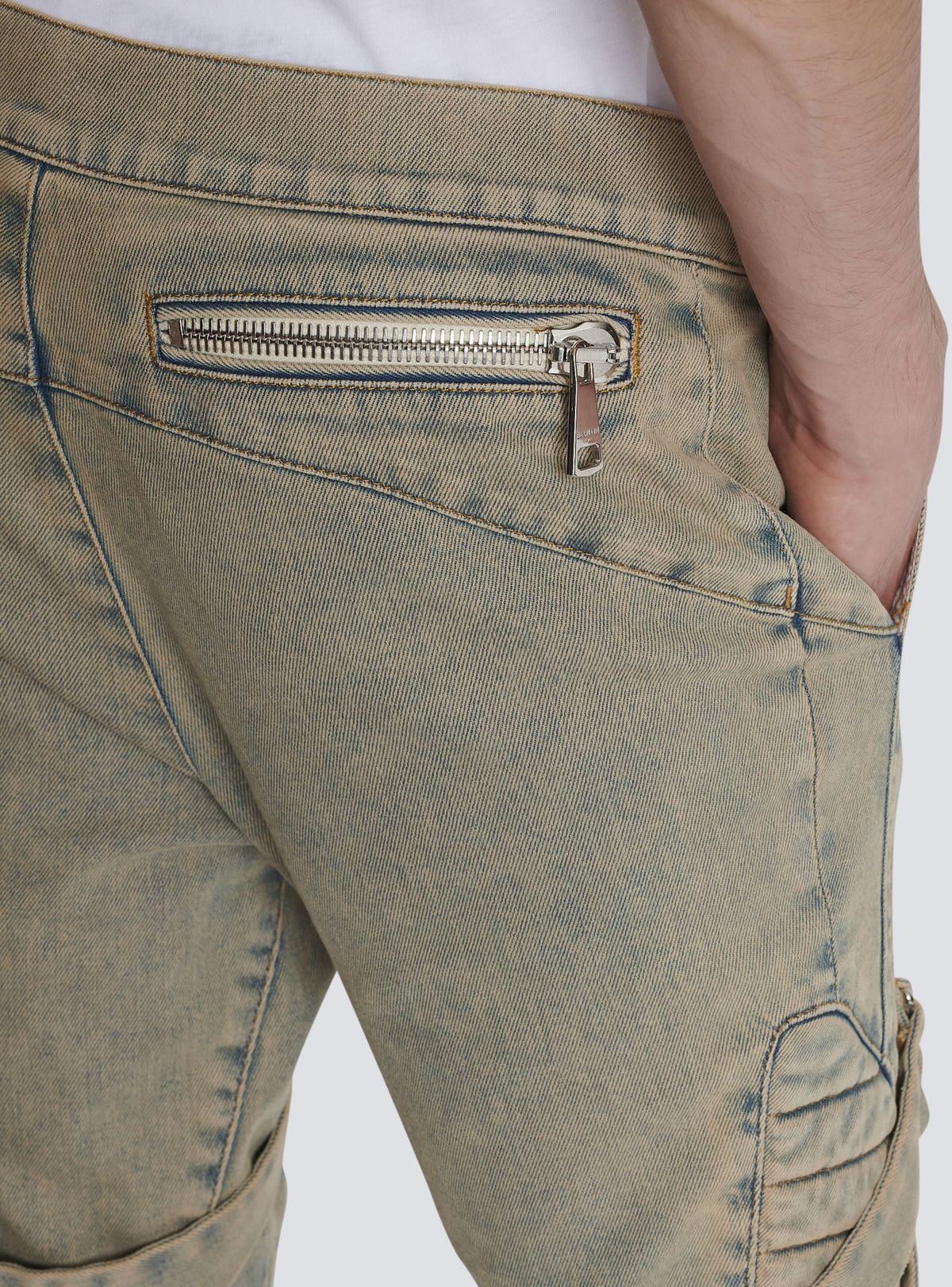 Pantalon en denim à bretelles multiples - Bleu Jean Sablé