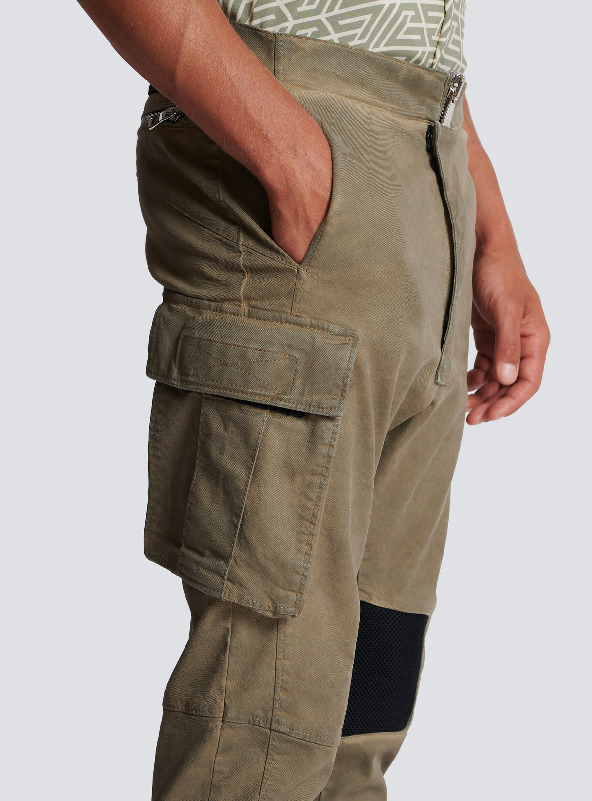 Pantalon cargo à empiècements - Kaki Clair
