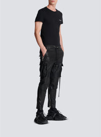 Pantalon en cuir à strap - Noir