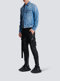 Pantalon en cuir à strap - Noir