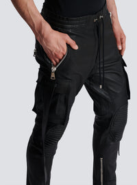 Pantalon en cuir à strap - Noir