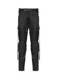 Pantalon en cuir à strap - Noir