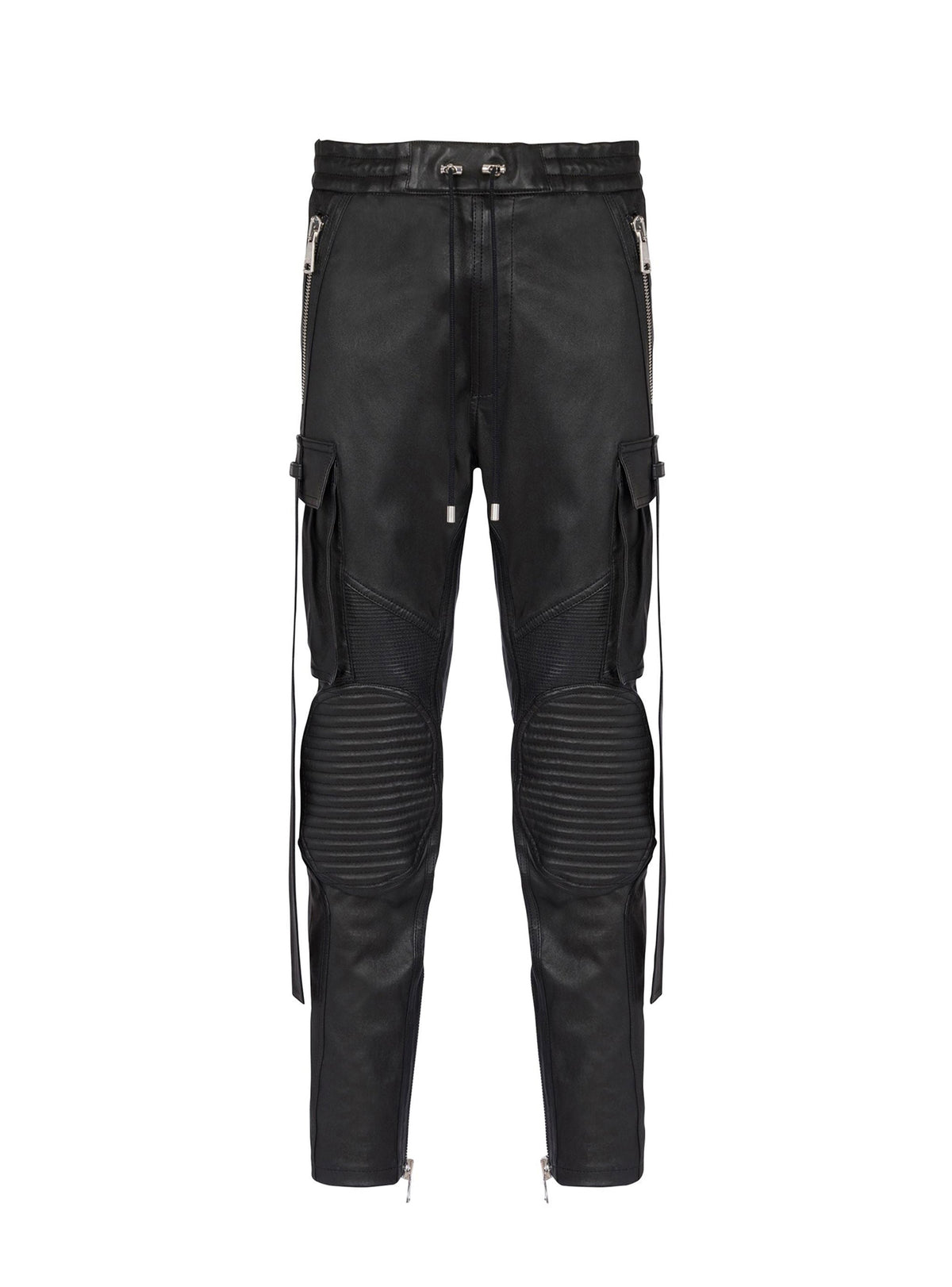 Pantalon en cuir à strap - Noir