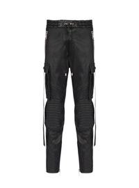 Pantalon en cuir à strap - Noir