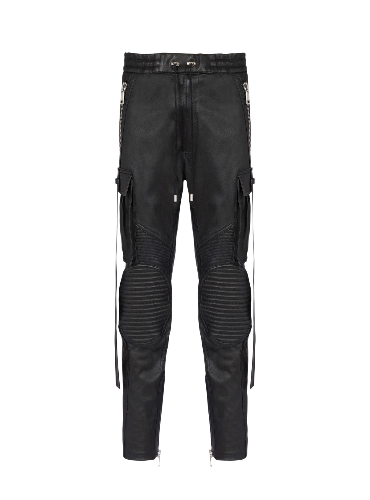 Pantalon en cuir à strap - Noir