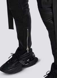 Pantalon en cuir à strap - Noir