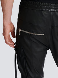 Pantalon en cuir à strap - Noir