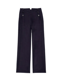 1qty RELIQUAT 75€ 100%  / Pantalon droit Gabriel en laine - Blue Navy
