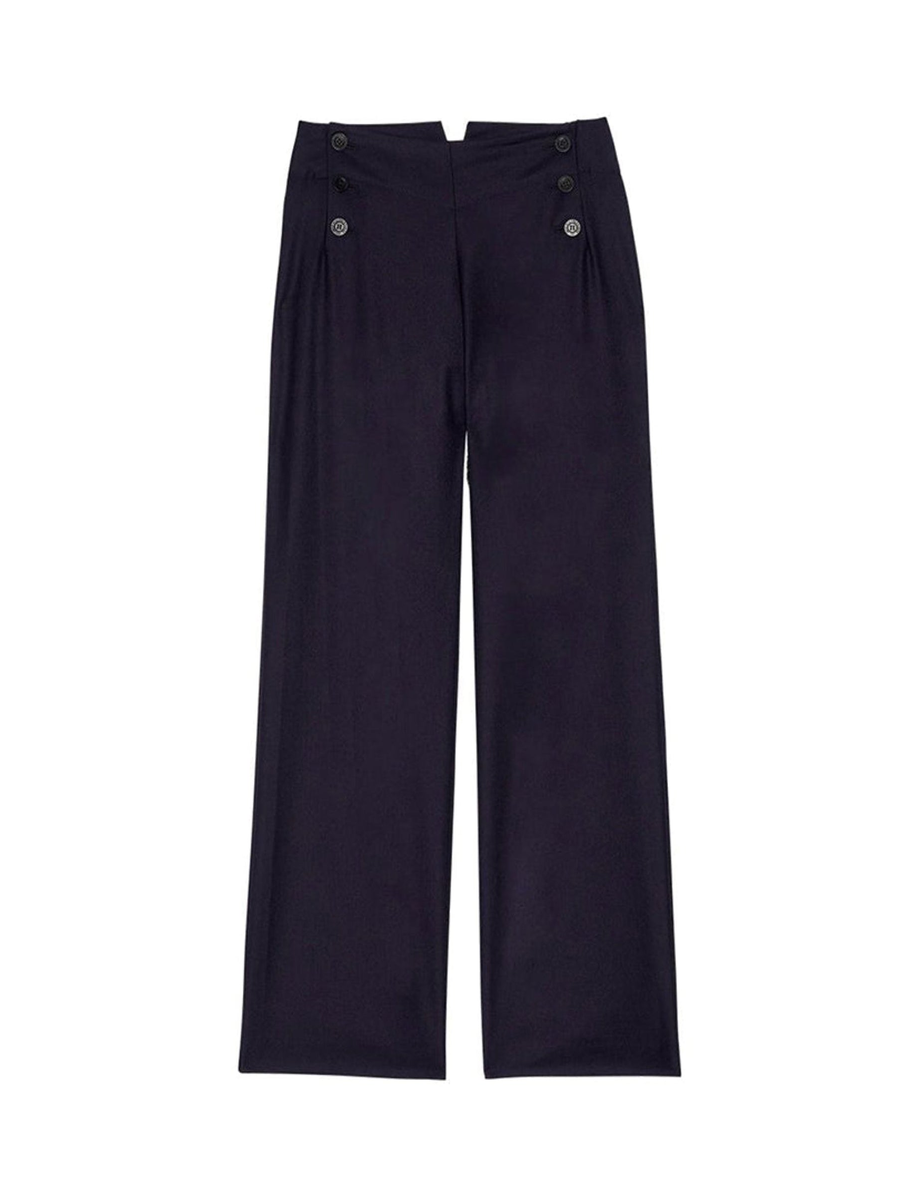 1qty RELIQUAT 75€ 100%  / Pantalon droit Gabriel en laine - Blue Navy