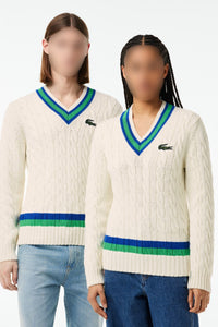 Pull torsadé à rayures en laine - Farine & Cobalt
