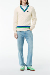 Pull torsadé à rayures en laine - Farine & Cobalt