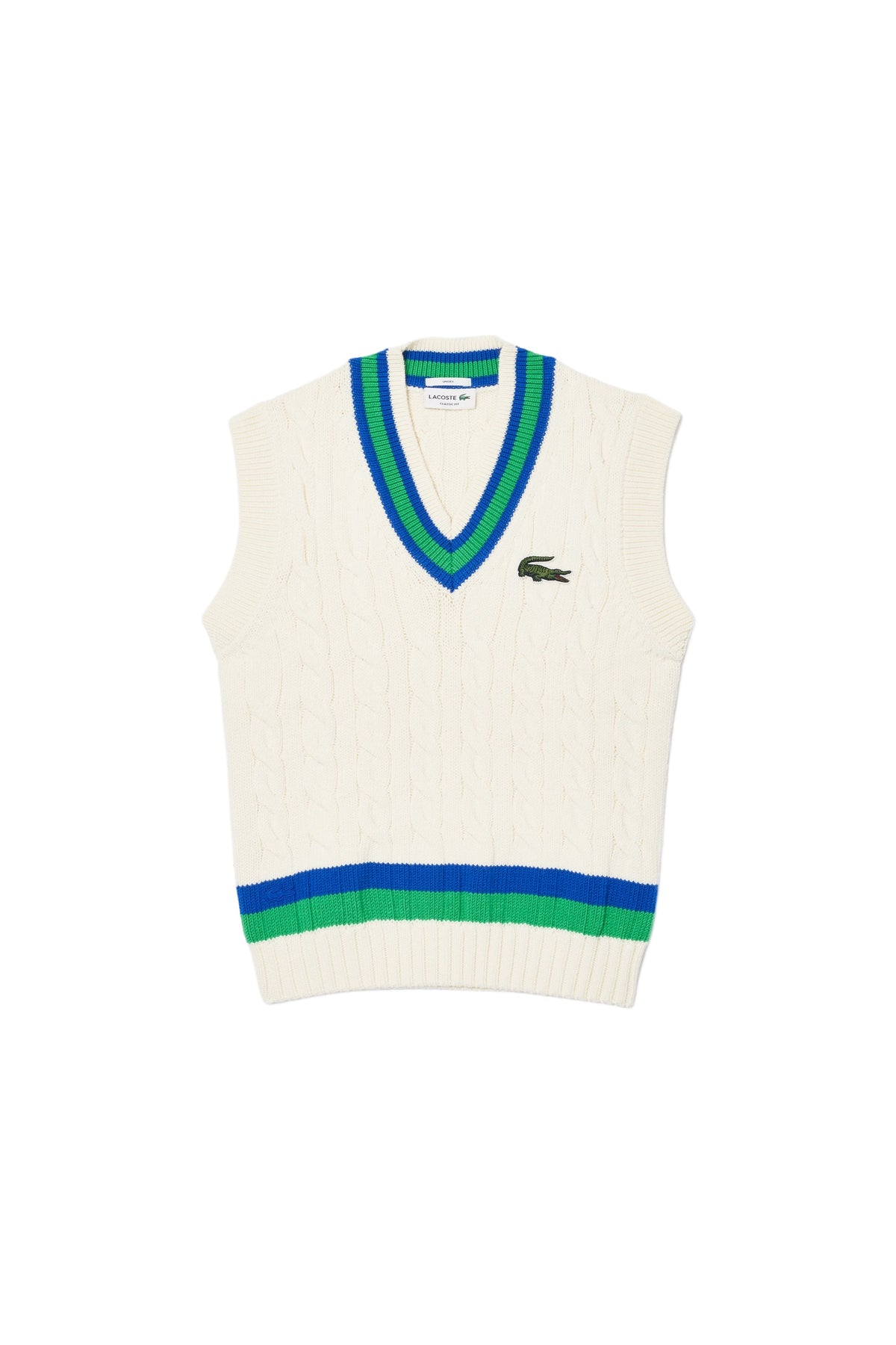 Sleeveless cable-knit woollen jumper - Farine & Cobalt