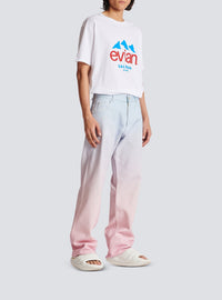 Balmain x Evian denim trousers - Blue & Pale Pink & Pink
