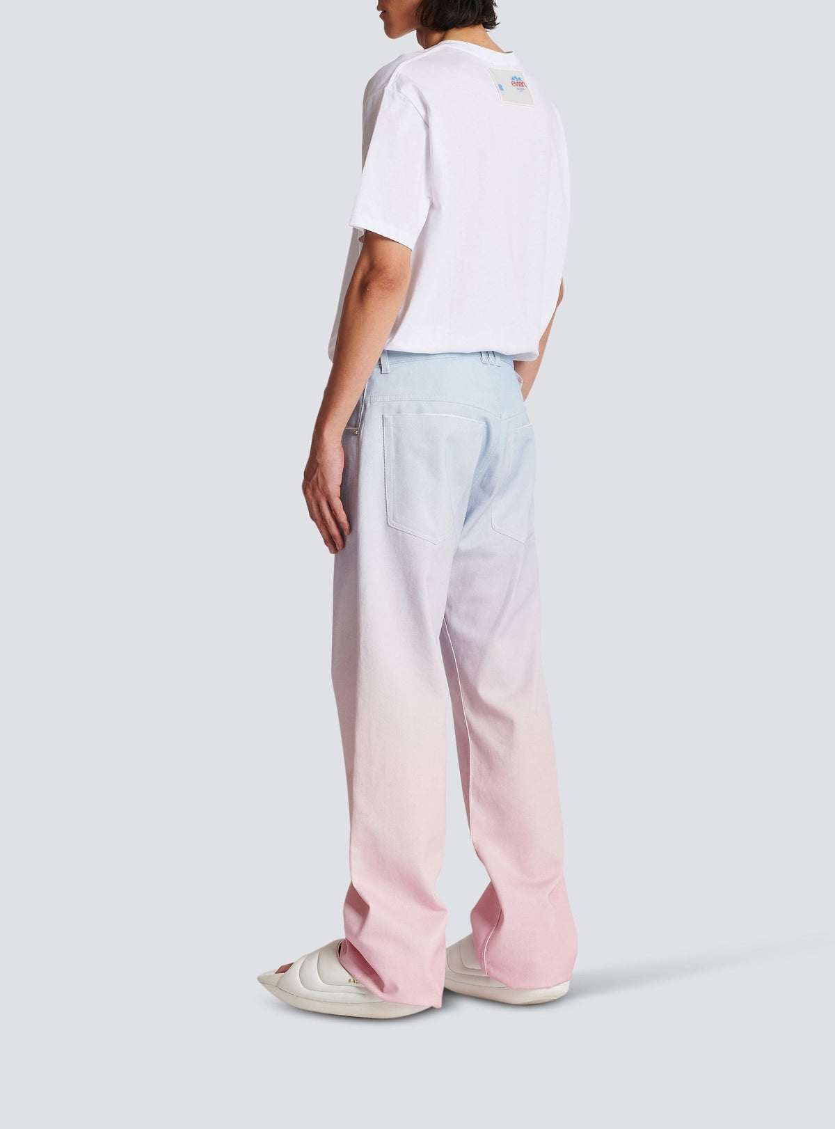 Balmain x Evian denim trousers - Blue & Pale Pink & Pink