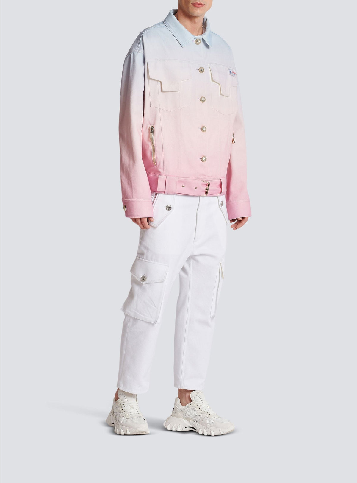 Veste oversize Balmain x Evian - Bleu, Rose pâle & Rose
