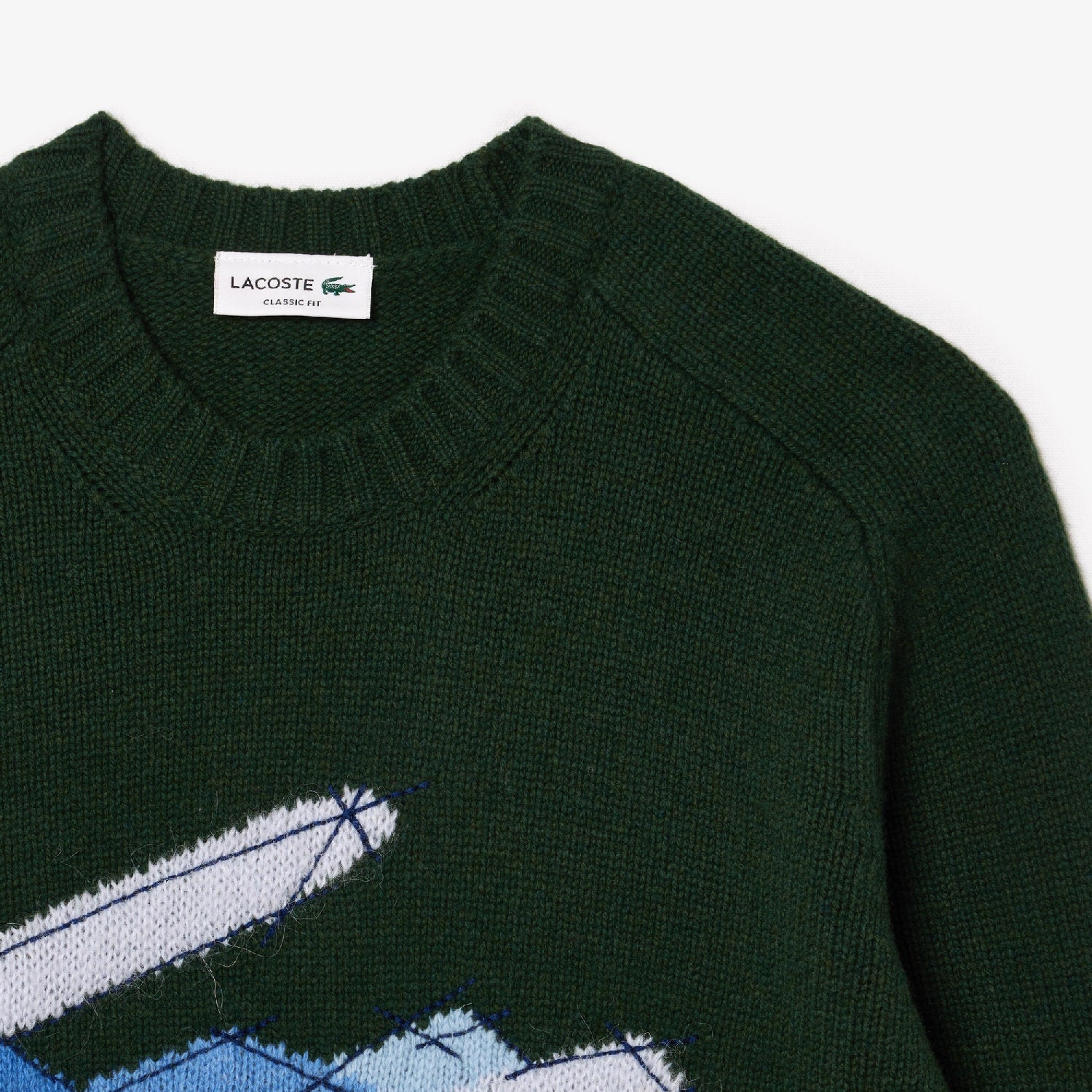 Pull cardée motif en laine - Sinople & Multicolor