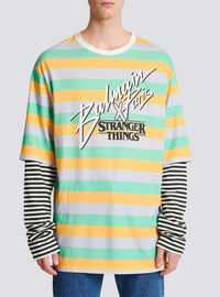 T-shirt oversize doubles manches Balmain x Stranger things - Multicolore
