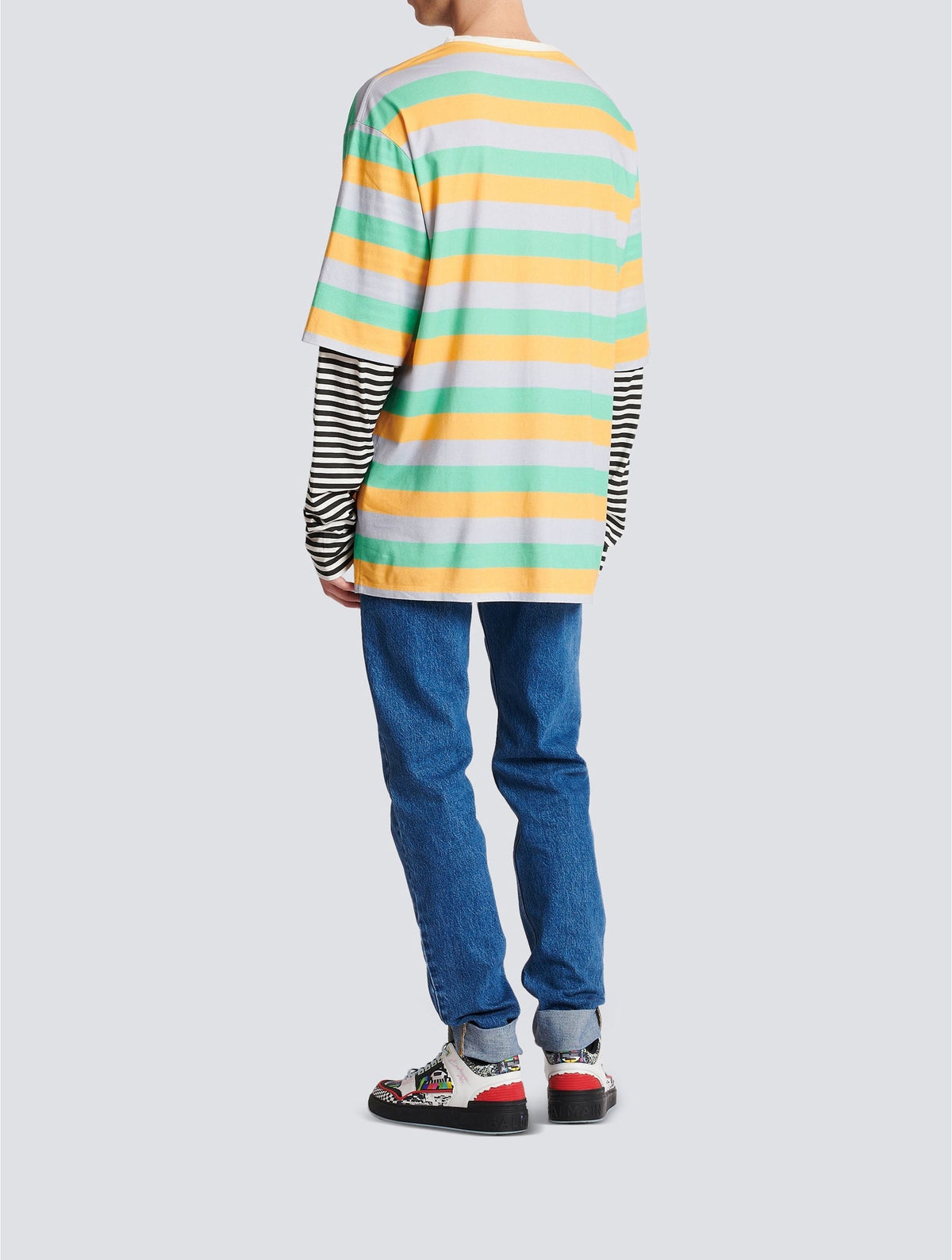 T-shirt oversize doubles manches Balmain x Stranger things - Multicolore