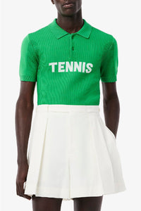 Polo Tennis ajusté en maille - Calathea & Blanc