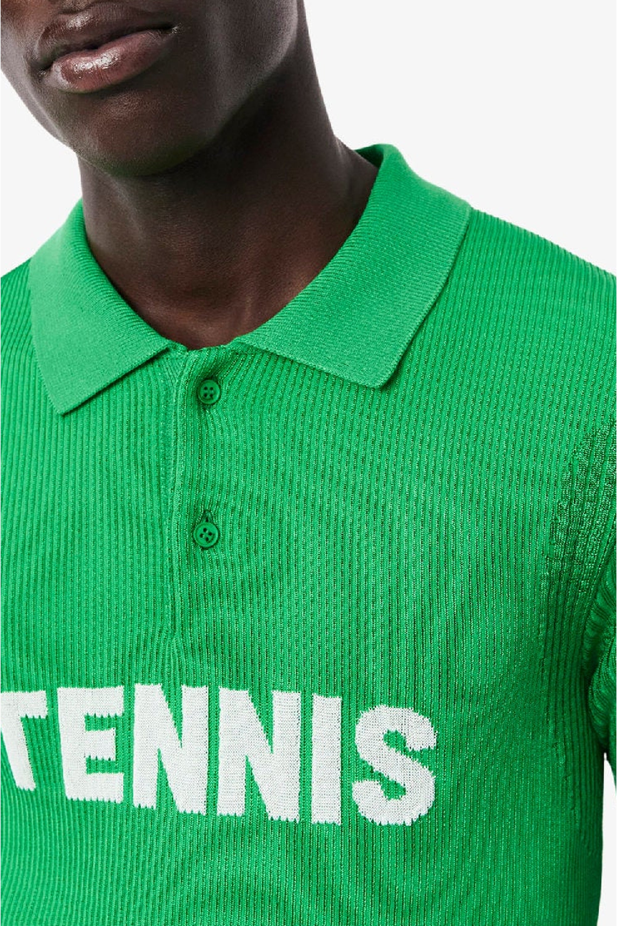 Polo Tennis ajusté en maille - Calathea & Blanc