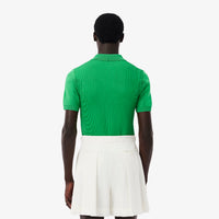 Polo Tennis ajusté en maille - Calathea & Blanc