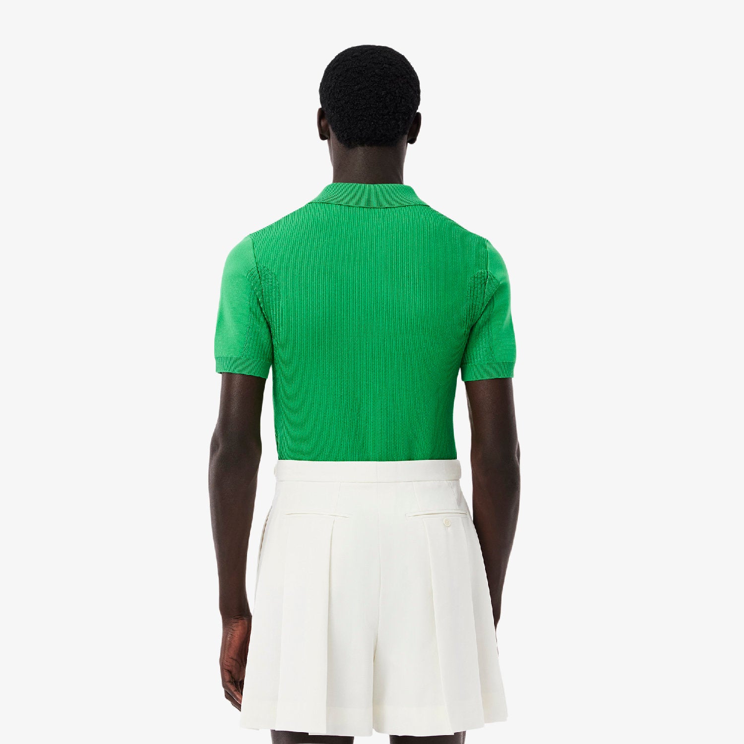 Polo Tennis ajusté en maille - Calathea & Blanc