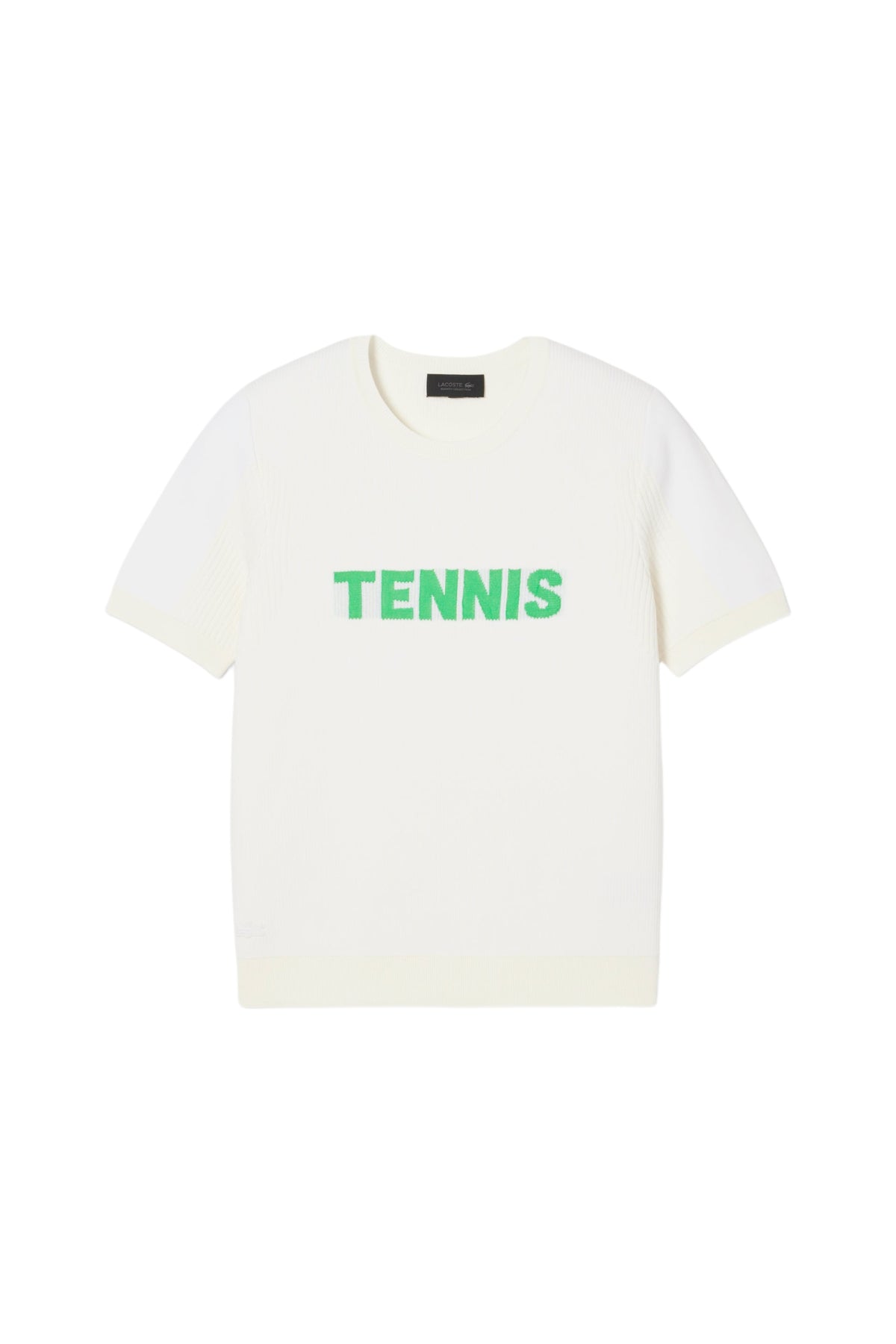 Graphic-print knitted T-shirt - White & Calathea