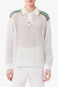 Pull ajouré à manches longues en maille - Blanc