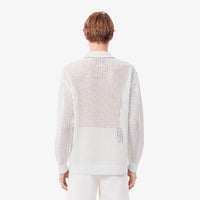 Pull ajouré à manches longues en maille - Blanc