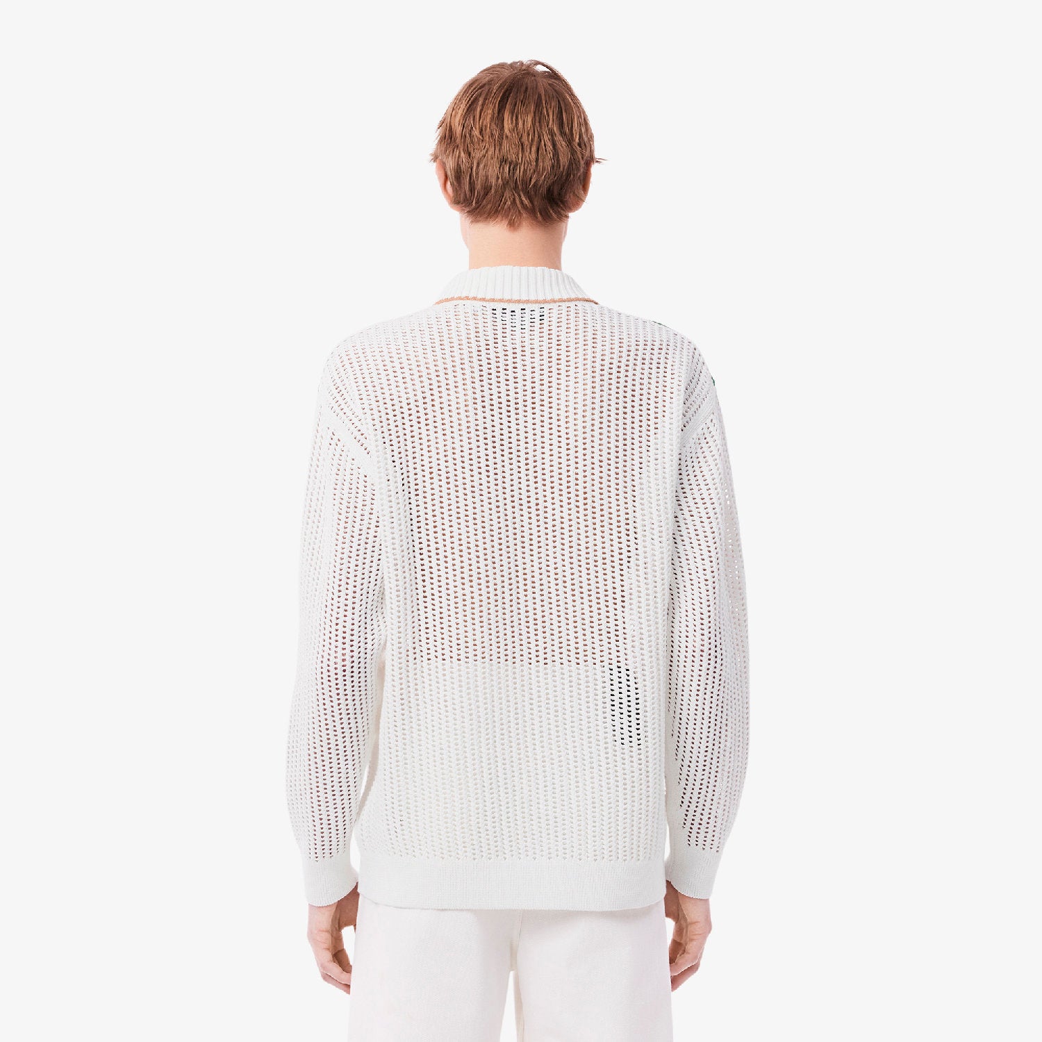 Pull ajouré à manches longues en maille - Blanc