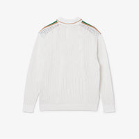 Pull ajouré à manches longues en maille - Blanc