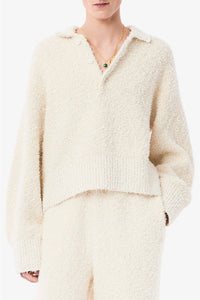 Pull boutonné maille bouclette - Farine