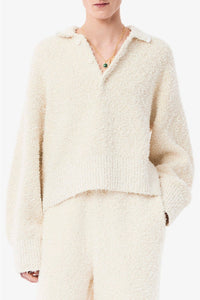 Pull boutonné maille bouclette - Farine