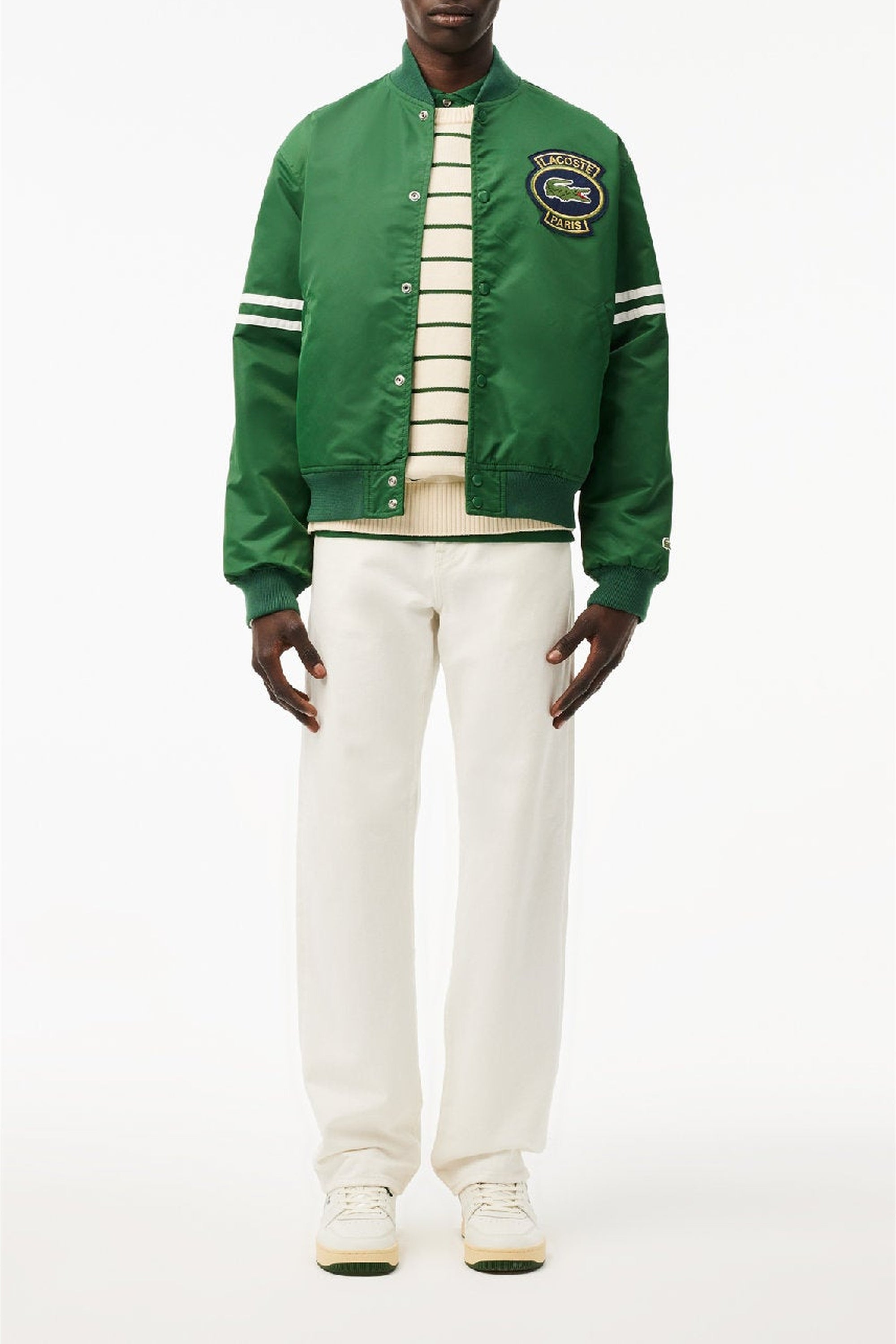 Striped round-neck jumper - Laponie & Vert