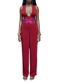 Mila slim-fit jumpsuit - Wine