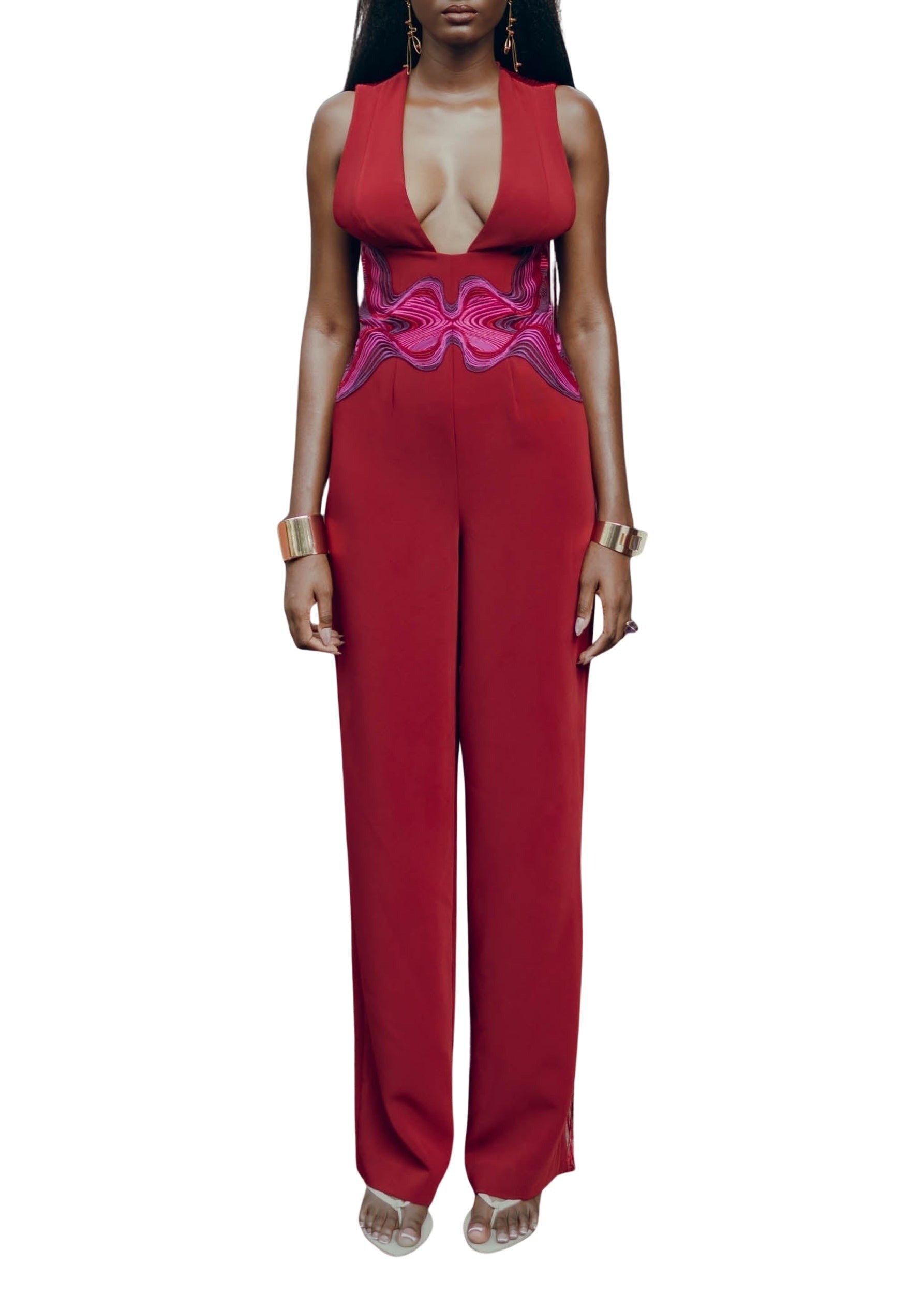 Mila slim-fit jumpsuit - Wine