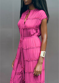 Sina Ruched Slit Dress - Magenta